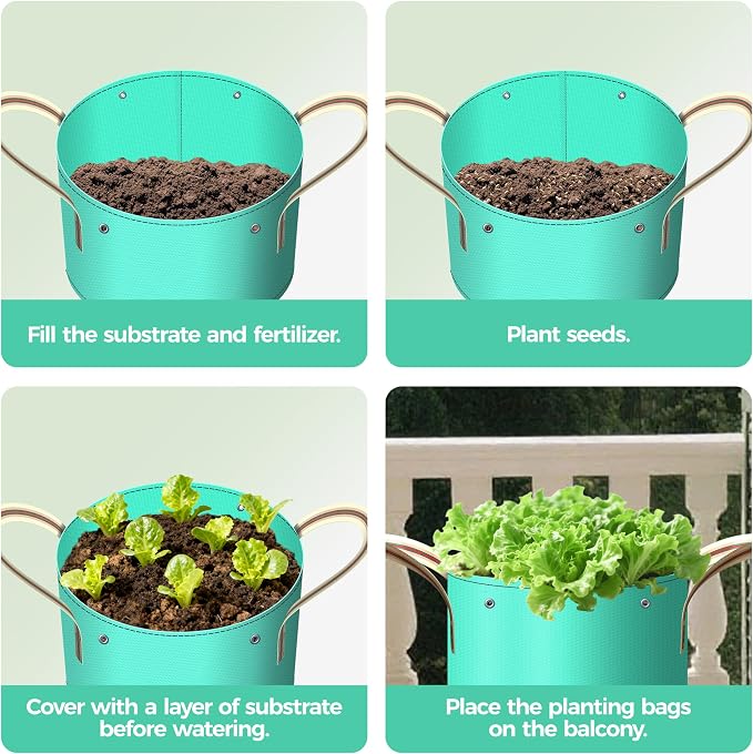 7 Pcs 1 Gallon Potato Grow Bag, PE Garden pots Plant Grow Bag with Branch-Binding Holes and Drain holefor for Vegetables, Strawberries, Flowers