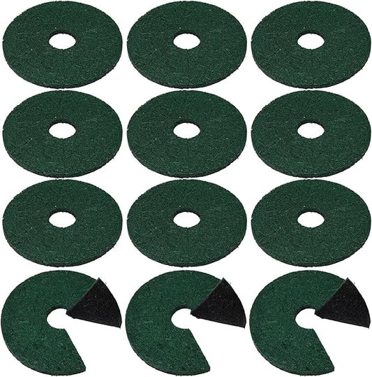 Peryiter 12 Pcs Double Side Rubber Mulch Tree Ring, Heavy Duty Rubber Mulch Mat, Tree Root Protector Mat Reversible Round Root Ring Weed Barrier for Prevent Animal Dig (Green)
