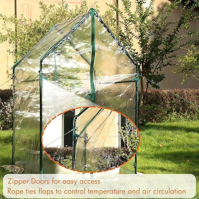 Gardzen Mini Greenhouse Heavy Duty Portable Green House, Zipper Clear Tent Small Greenhouse for Indoor Outdoor Plants 36.2”(L) x36.2”(W) x59.5”(H)