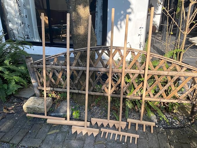 Outdoor Zen Garden Rake Large - Japanese Rock Sand Garden Rake Tool - 48" Long 5 Tine Solid Oak - DIY Stress Relief Gifts for Adult