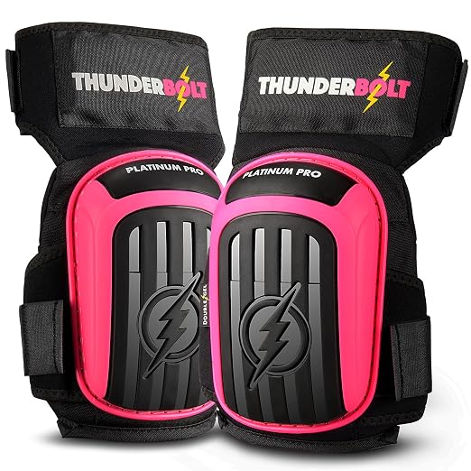 Thunderbolt Knee Pads for Men Construction Knee Pads for Work for Men and Women with Double Gel for Gardening Flooring Roofing Heavy Duty with Extra Thick Foam and Strong Adjustable Non-Slip Straps