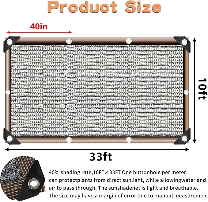 Shade Cloth for Plants Greenhouse, 40-50% Sunblock Shade Sails -for Outdoor Garden Pergola Patio Lawn Plant Pool Sun Shade Cloths for Kennel Chicken Coop Easier to Hang Shade Net Cover