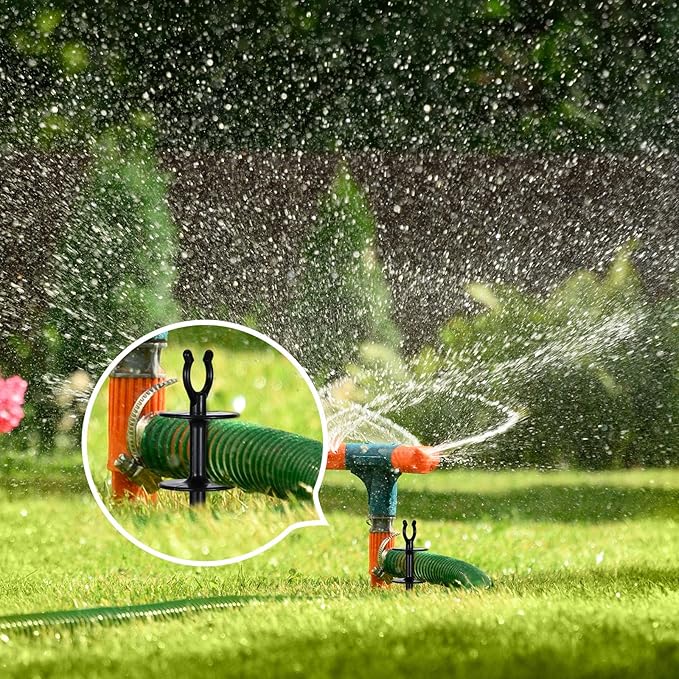 Blulu 15 Pcs 2 in 1 Garden Hose Guide, Universal 10 Inch Hose Guide Stakes with Barbs, Water Sprinkler Support Spike to Keep Off Lawn for Yard Lawn Garden Flower Plant Tool(Black)