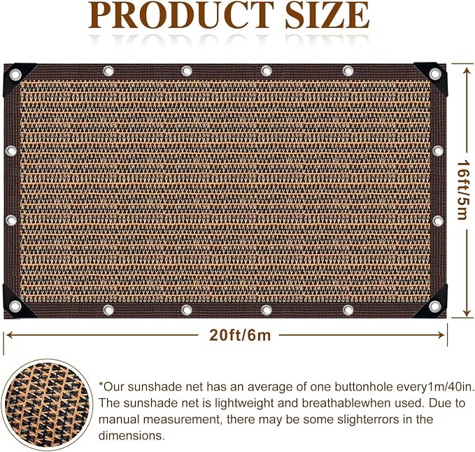 80% Garden Shade Cloth Sun Shade Fabric – UV Resistant Durable Sunblock Netting for Plants, Outdoor Patio, and Greenhouse Coverage