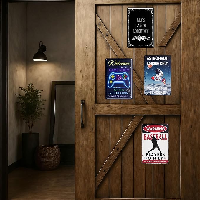Baseball Wall Decor Sign Decorative Signs Chic Metal Signs for Boys Room Wall Decor Gift for Baseball Lovers (Color09)