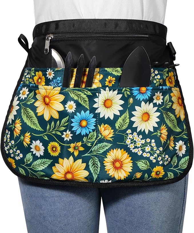 Bafelia Garden Apron for Women with 5 Pocket,Half Florist Apron Harvesting Apron