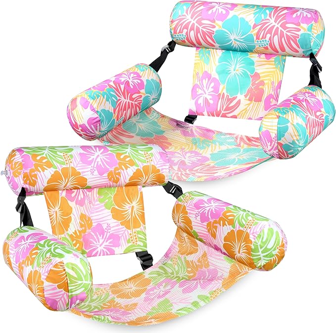 SLOOSH Inflatable Pool Floats Adult,2 Packs Floating Lounge Chairs,Blow up Pool Noodles for Adult Heavy Duty,Floating Chair for Party Summer Water Beach Lake Fun
