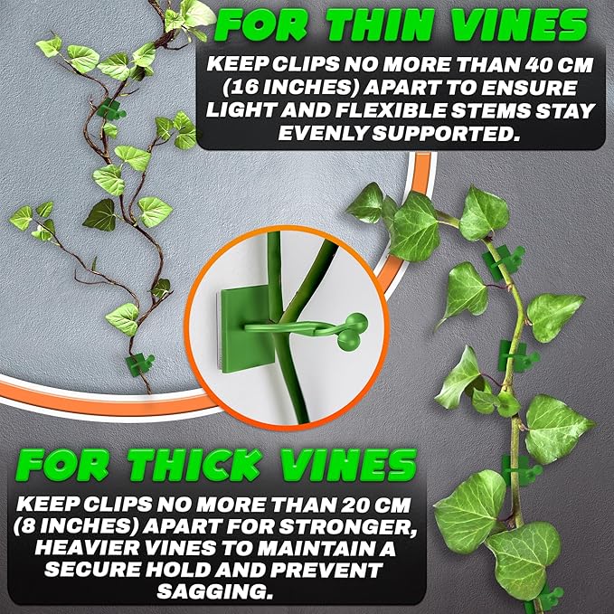 110 Pcs Wall Plant Clips for Climbing Plants - Self-Adhesive Climbing Plant Wall Clips for Vines and Cords Organization - 40 Small, 40 Medium, and 30 Large Sizes in One Set, for Indoor and Outdoor Use