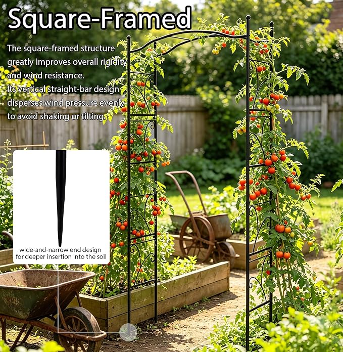 Garden Arbor 93" Arched Trellis for Climbing Plants | Outdoor Metal Garden Arbor for Vegetables Rose Vine Arbor Trellises for Backyard Patio Lawn Wedding Decoration