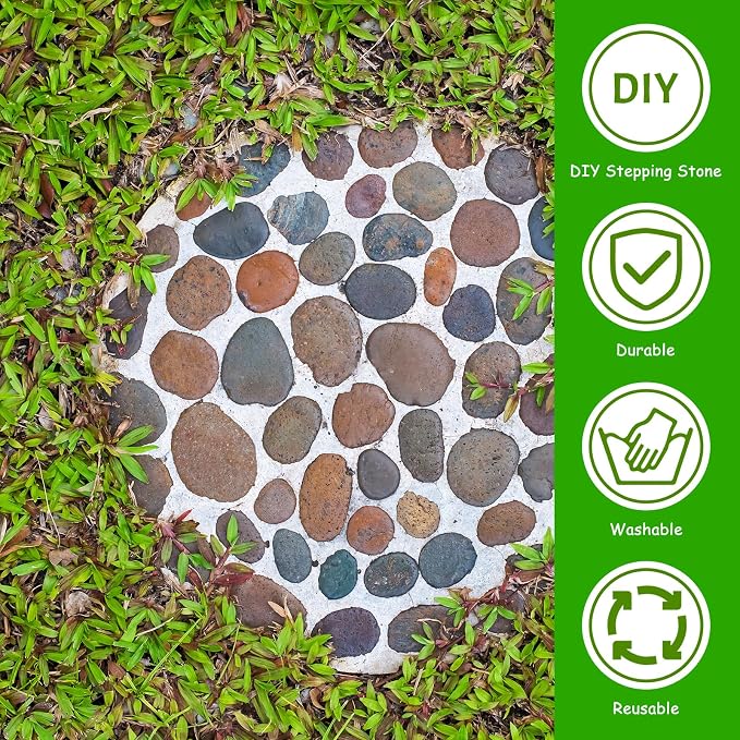 U0U 5 Size Round Stepping Stone Mold,8.7" 9.25" 10" 11.4" 12.6" Stepping Stone Molds for Concrete,White Plastic Concrete Molds for Casting Garden Pathmate Precast and Forms Walkway