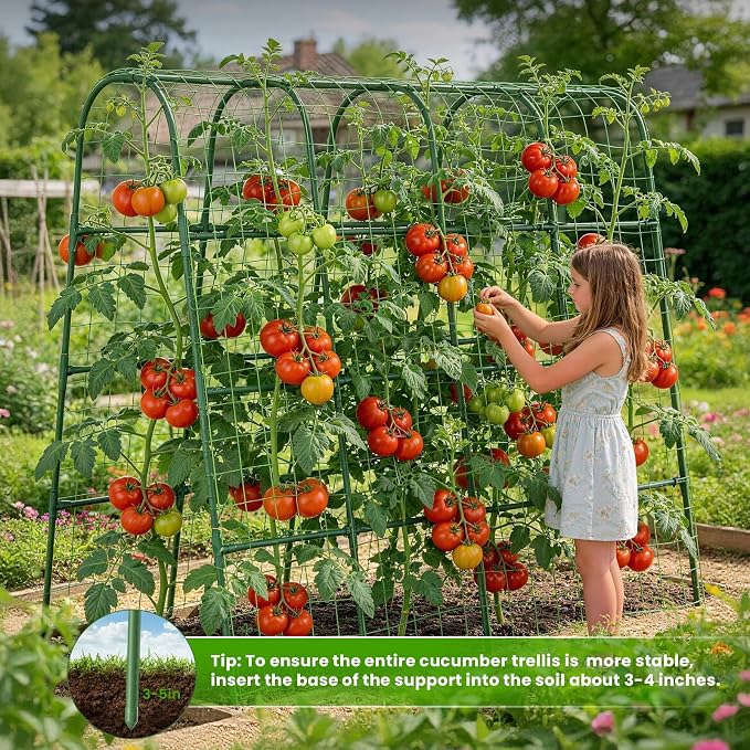 Cucumber Trellis for Raised Bed, U-Shape Garden Trellis for Climbing Plants Outdoor, Metal Arch Vegetables Trellis, Plant Support for Grape Vine Beans Squash Peas Flower