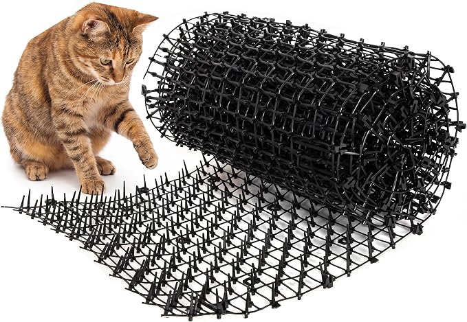 Tapix Cat Scat Mat with Spikes (14 ft.) – Cat Deterrent Strips for Garden, Yard & Furniture, Indoor & Outdoor, 10 Staples Included