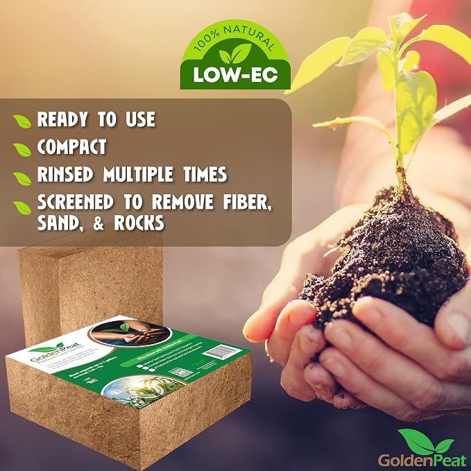 Organic coco pith block (3x1 kg Blocks) - Low EC, sustainable growing medium for gardens, pots and seed starters. Just add water to transform these compact blocks into 42L of fluffy nutrient-rich coir