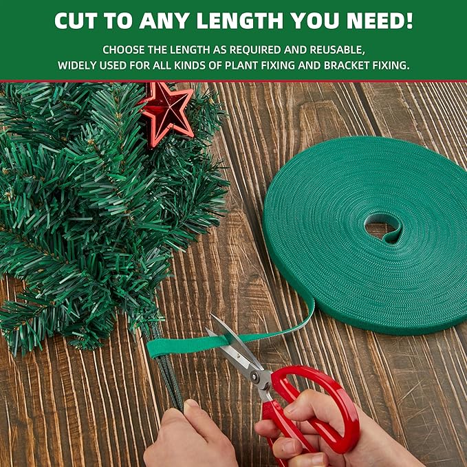 100 ft x 1/2 inch Reusable Plant Ties Roll for Indoor & Outdoor Plants, Non-Toxic Soft Garden Ties, Cut-to-Length Nylon Ties, Gentle Support for Climbing Plants, Tomato Peppers & Vines, Green