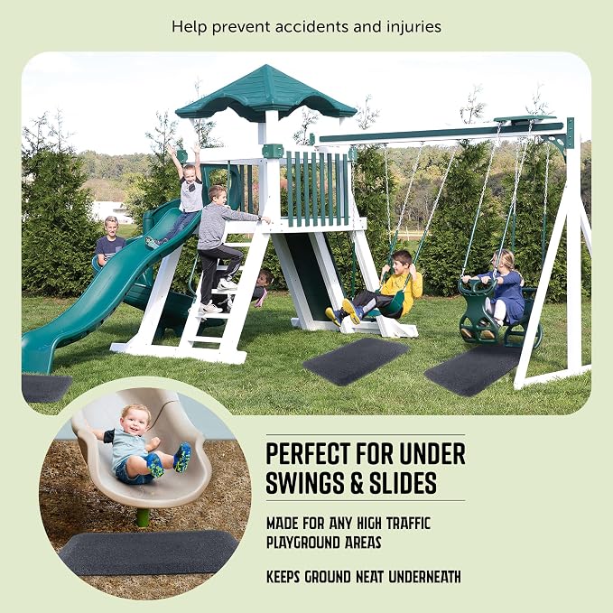 Playsafer Playground Safety Rubber Wearmat for Swingsets and Slides - 1" Thick X 24" W X 40" L (2 Pack, Gray)
