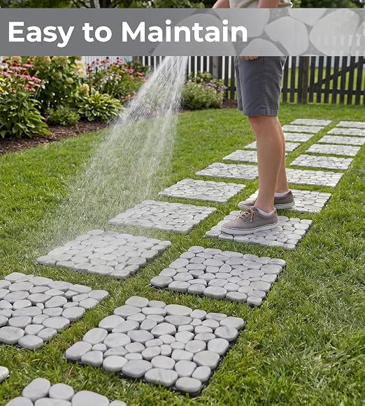 jxgzyy 4PCS Natural Stone Decking Tiles, 11.8"x11.8" Outdoor DIY Interlocking Flooring, Marble Stepping Stones Landscaping Decor for Garden, Patio, Backyard, Balcony, Path, Carrara White
