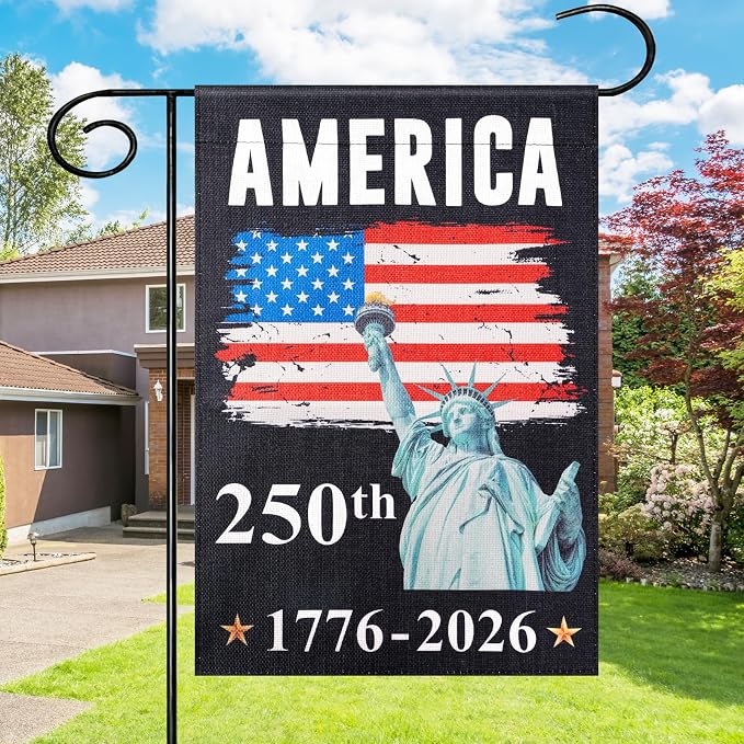 USA 250th Anniversary Flag - 12x18 Inch Double Sided 4th of July Garden Flag, Independence Day Porch Banner, 1776-2026 Independence Day Flag Outdoor Yard Decor
