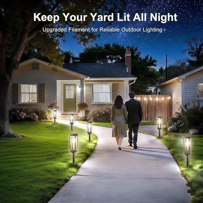 JEJOT Solar Pathway Lights Outdoor Waterproof IP65, 6 Pack Cool White Solar Walkway Lights, Auto On/Off Outdoor Light for Lawn Garden Patio Driveway Decor Landscape Lighting