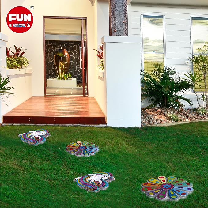 PYO Stepping Stones for Kids, ColorMyWay 2 Pack Unicorn Flower Garden Activities for Girls Boys Ages 3-12 Mosaic Art Kit for Stone Craft