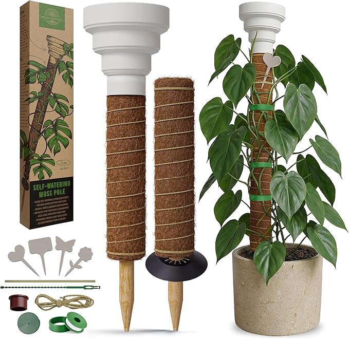 Organo Republic Moss Pole Monstera Plant Support Stakes - 26.4" Unique Self-Watering, Extendable Coco Coir Pole for Climbing Plant Supports for Potted Plants Indoor for Monstera, Pothos & More