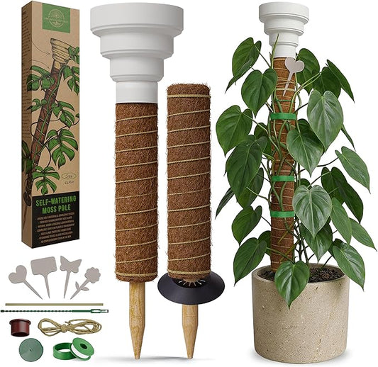 Organo Republic Moss Pole Monstera Plant Support Stakes - 26.4" Unique Self-Watering, Extendable Coco Coir Pole for Climbing Plant Supports for Potted Plants Indoor for Monstera, Pothos & More