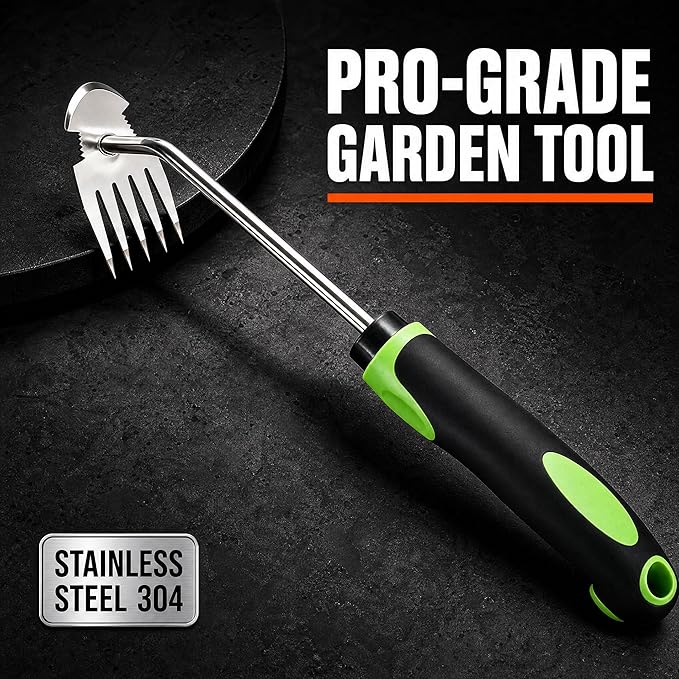 Moorrlii Weed Remover Tool, Hand Weeder Puller Tool, Portable Garden Weeder Tool for Vegetable Gardening Backyard Farm Planting & Uprooting Weeding Tool (Rubber Handle)