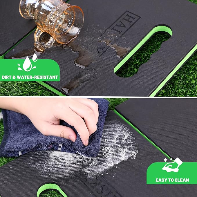 Foldable Kneeling Pad for Gardening & Mechanic Work, Waterproof Extra Thick High Density EVA Foam Knee Mat for Bathing Baby, Exercise,Portable Cushion with Handle, 20.4" x 11.8" (Green & Black)