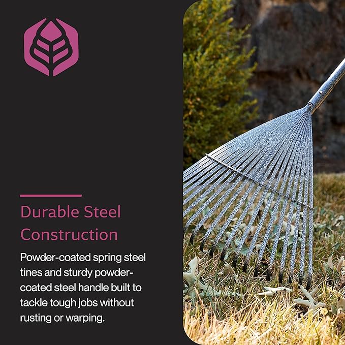 Yard Butler ILT-20 World’s Greatest Rake Garden Rake for Lawncare - Convenient Garden Cleaning Accessory - Lightweight Wooden Handle - Steel Tines - Easy to Maneuver