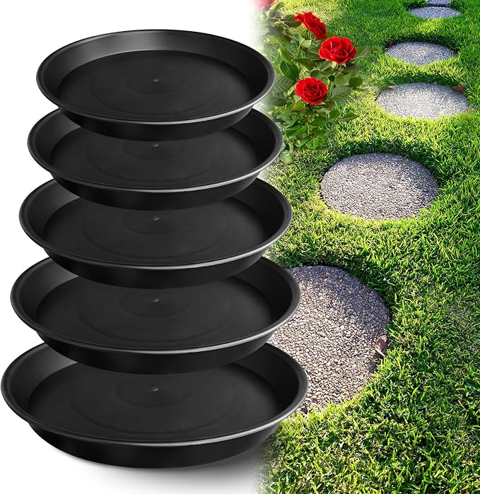 U0U 5 Size Round Stepping Stone Mold,8.7" 9.25" 10" 11.4" 12.6" Stepping Stone Molds for Concrete,Black Plastic Concrete Molds for Casting Garden Pathmate Precast and Forms Walkway