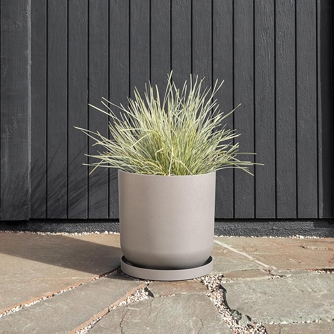 Veradek Mason Series Lima Planter - Round Planter for Indoor or Outdoor Porch/Garden | Made from Plastic-Stone Composite with Drainage Holes | Modern Décor for Succulents, Flowers, Small Plants