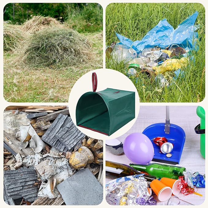 Dntorx 53 Gallon Leaf Collector, 2-Pack Reusable Yard Waste Bags Lawn Leaf Bags With Dustpan-Style Opening And Handle, For Leaves,Grass,Storm Debris,Construction Waste, Heavy-duty&Foldable