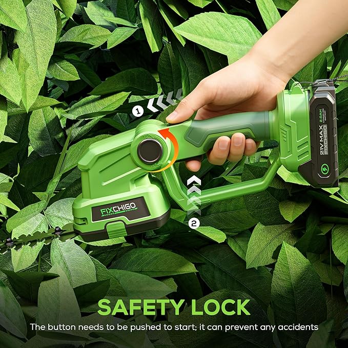 21V Cordless Hedge Trimmer, 2 in 1 Handheld Bush Trimmer with 2 x 2000mAh Batteries + Charger, Electric Grass Shear for Garden Yard Lawn Care, Powerful & Lightweight