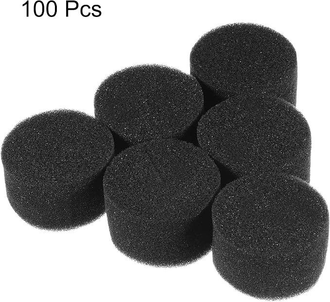 MECCANIXITY 100pcs Hydroponic Sponges, 1.97" Growing Media Cylindrical Sponges for Home Vegetable Flower Planting, Black