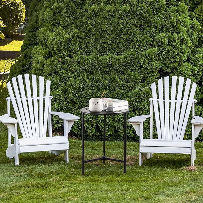Party Zealot Set of 2 Small Round Metal Side Tables, 13-Inch Black Outdoor End Tables for Patio, Balcony, Porch or Garden – Weather-Resistant Corner Coffee Table for Small Spaces & Indoor Plant Stand