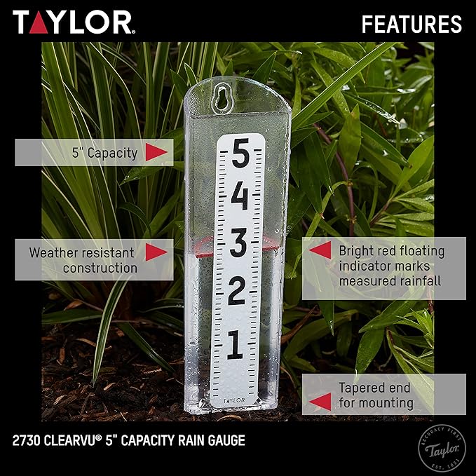 Taylor ClearVu Rain Gauge, Clear (Pack of 2)
