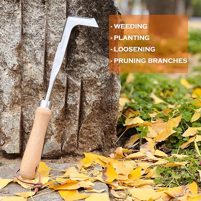 Crack Weeder Weed Remover Tool for Garden Yard Weed Puller Hoe Gardening Tools Stainless Steel One-Piece Molding(Orange)