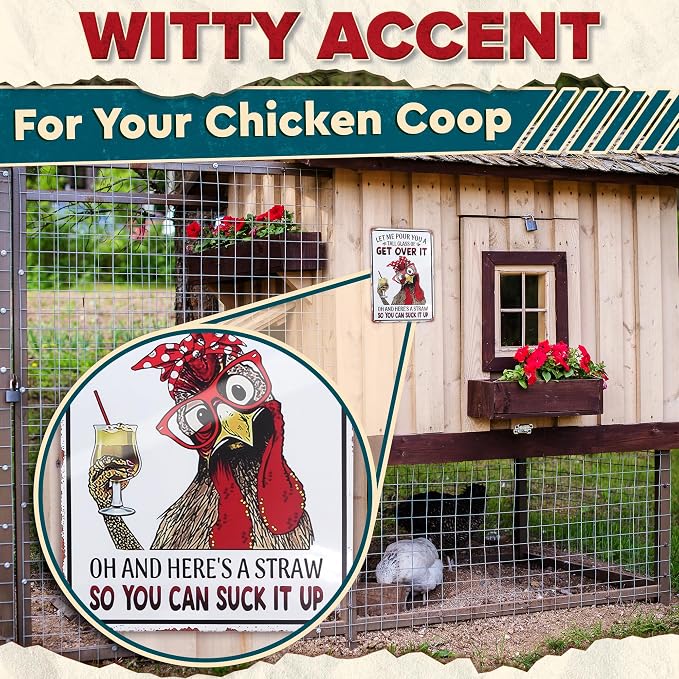 Let Me Pour You a Tall Glass of Get Over It Tin Sign 8x12" – Metal Signs for Outside – Rustic Tin Farmhouse Wall Art & Vintage Funny Kitchen Signs for Kitchen, Barn, or Yard | Chicken Coop Accessories