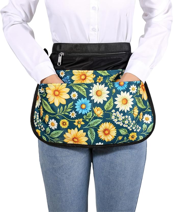 Bafelia Garden Apron for Women with 5 Pocket,Half Florist Apron Harvesting Apron