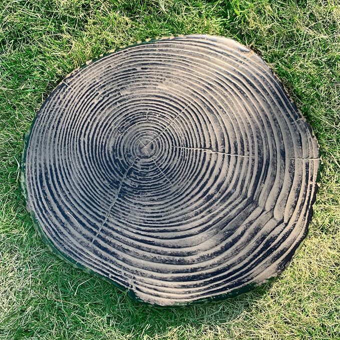 Stepping Stones Outdoor, Garden Decor,Realistic Tree Ring Design Decorative for Garden Path Walkway, Rustic Yard Decor Patio Lawn Accessories