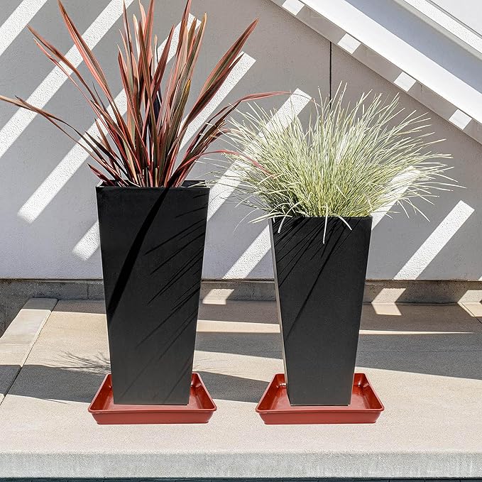 LWALRS 5 Pack Square Plant Saucer 8 Inch,Plant Water Catcher Tray, Heavy Plastic Plant Trays for Pots Pots Base Plant Saucers for Indoors and Outdoors, Pot Saucers for Plants.
