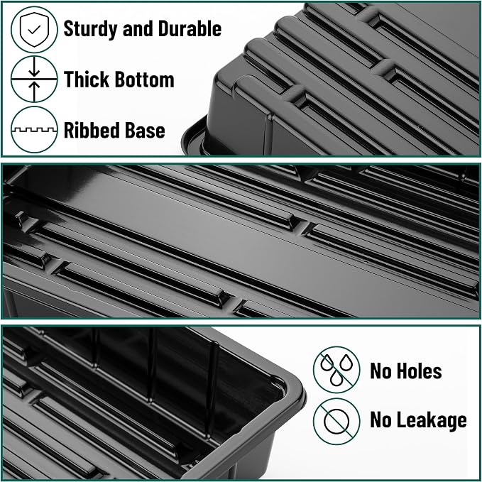 Mr. Pen- Seed Starter Trays, 5 Pack, 17"x10"x2.4", Durable Plastic Growing Trays, Stackable and Reusable Seedling Starter Kits for Indoor, Outdoor, Greenhouse Gardening, Planting, Hydroponic Systems