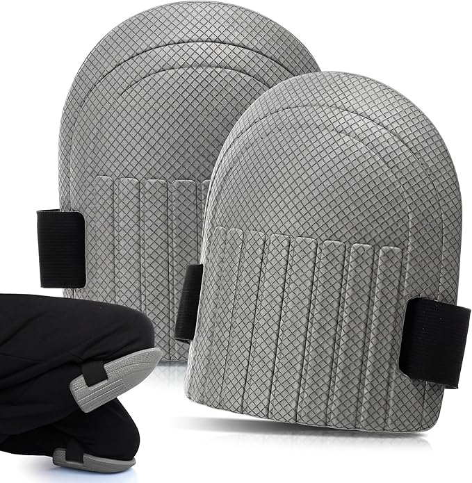 WinnerWhy Gardening Knee Pads for Women and Men Lightweight Waterproof Foam Knee Pads for Gardening and Housework with Adjustable Hook'n'Loop Straps(Grey)
