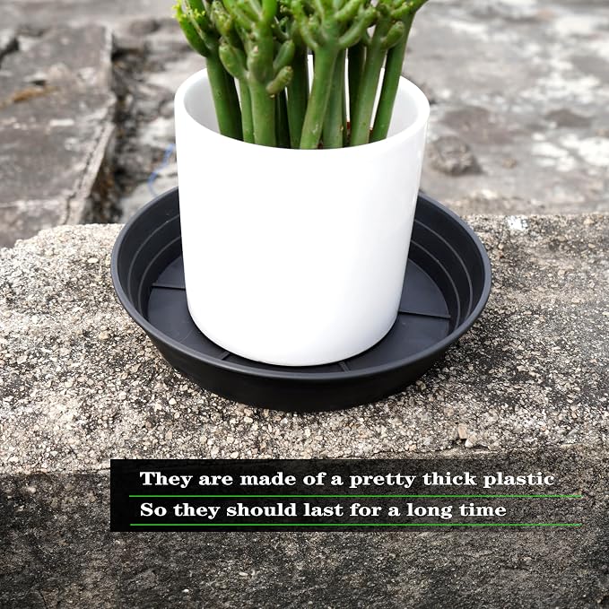 LWALRS 4 Packs 8 Inches Plant Saucer Drip Trays, Round Plastic Plant Pot Saucers Flower Pot Tray for Indoor Outdoor