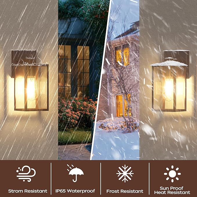 Oil Rubbed Bronze Outdoor Front Porch Light Fixture Wall Mount, LED Exterior lighting fixtures, Waterproof Wall Sconce Lantern Lamp, Outside Coach Lights for House, Patio, Garage, Doorway, Entryway
