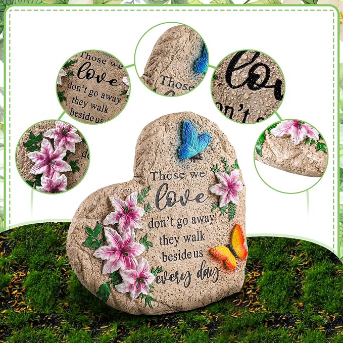 Jetec 10 Inch Memorial Garden Stone Sympathy Gift for Loss of Loved One Stepping Stones for Garden Decor Those We Love Don't Go Away Memorial Bereavement Condolence Gifts for Outdoors