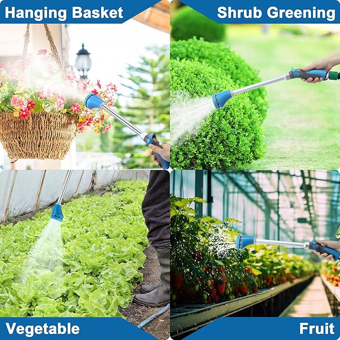 Saillong 18" Watering Wand for Garden Hose Heavy Duty, Metal Garden Hose Wand Sprayer with Thumb Control & 8 Spray Patterns, Hose Nozzle Wand for Lawn Plants Hanging Baskets, Pipe Tape Included