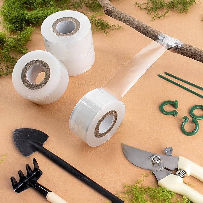 Plant Grafting Tape 4 Rolls Clear Stretchable Film for Fruit Tree