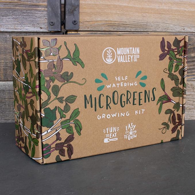 Self-Watering Indoor Microgreens Kit – Soil and Hydroponic Combo Pack – Complete Growing Set for Vegetable and Herb Microgreens – Includes Broccoli, Radish, Chard, Cilantro Seeds, and More