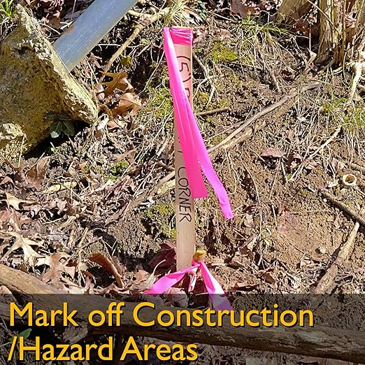 GUFJUCH 800FT Pink Flagging Tape, Non-Adhesive Survey Tape, Marking Tape for Tree, Hunting Trail, Boundaries and Hazardous Areas, Plastic Neon Pink Ribbon 4 Rolls 0.78'' X 200’
