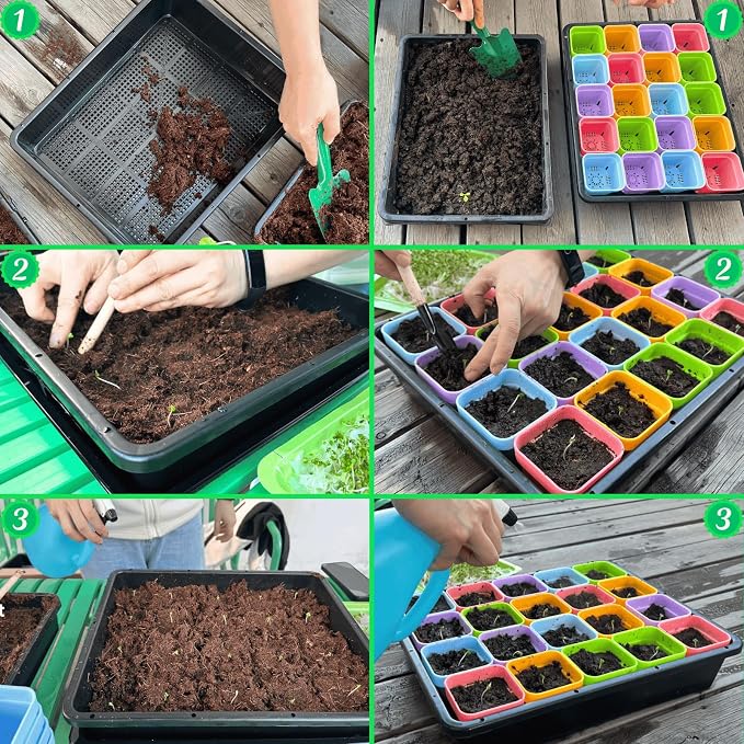 BeGrit Seed Starter Trays Mesh Tray 10-Pack 15x12 inch Plastic Plant Trays Garden Seedling Starter Kit Succulent Transport Pots Bonsai Training Pots